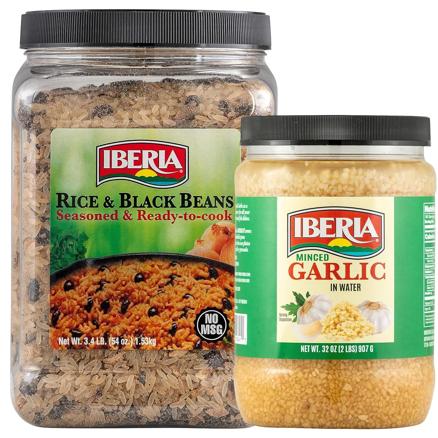 Iberia Minced Garlic In Water, 32 oz + Iberia Rice & Black Beans, 3.4 Lb