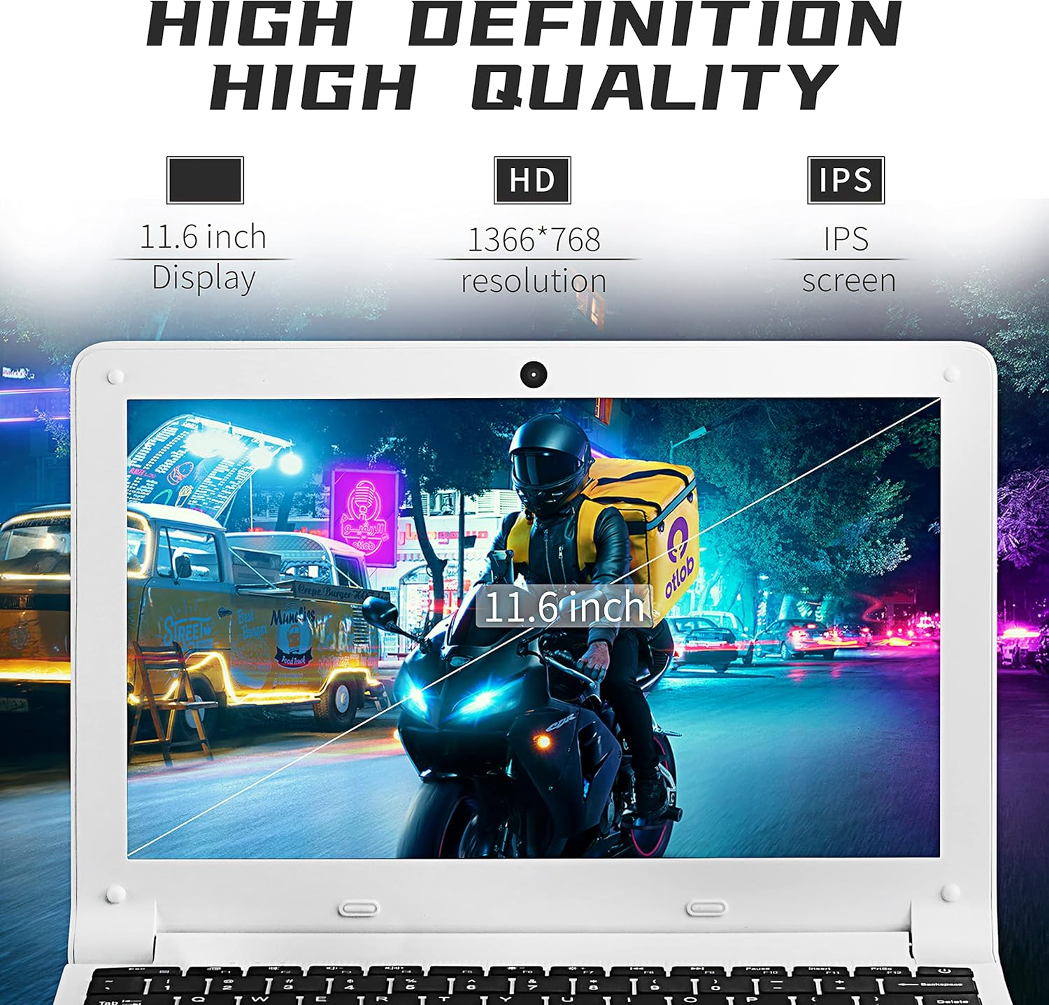 Best Cyber Monday 🔥 【8GB/MS Office 2019 】 Only 0.9KG 11.6 inch Ultra-Thin Laptop Celeron J3455 Quad Core Processor 8G RAM/256GB SSD /WiFi/HDMI High-spec Performance Notebook with Wireless Mouse (8G+256GB SSD, White)