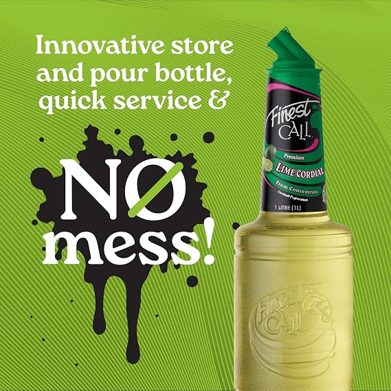 Finest Call Lime Cordial | Real Lime Juice | Bar Essential | 1 Litre Bottle