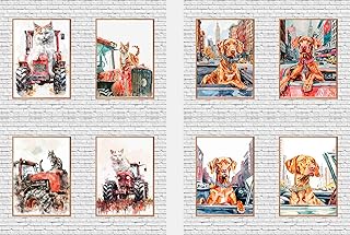 ZYANART Funny Cute Dogs & Cats Wall Art Decoration Posters (Size: 11.5x16.5 inch, 30x42 cm) (SET OF 8 PRITNS) UNFRAMED #21 (Turkish Angora Cat Billionaire)