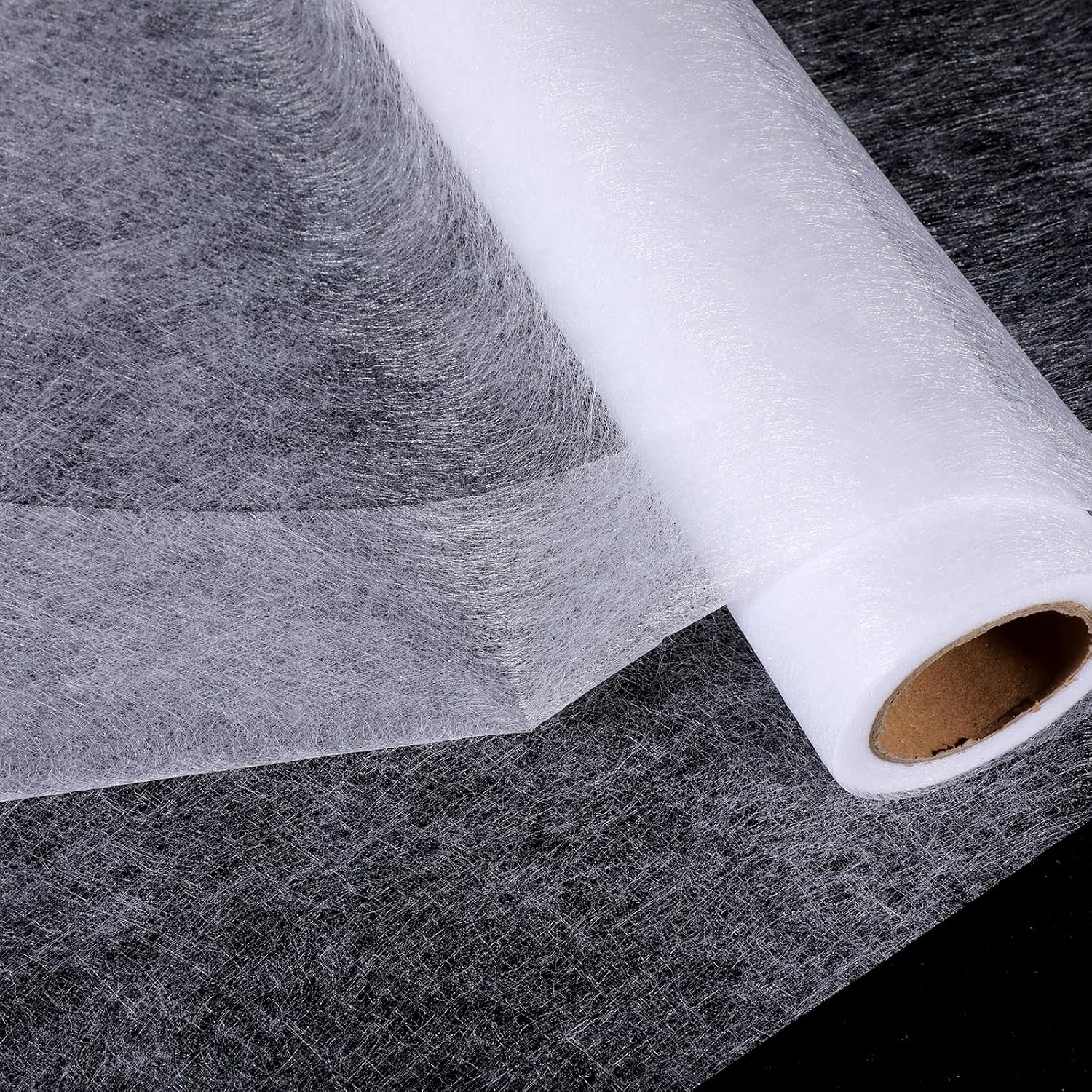 Double Sided Fusible Interfacing for Sewing, 11.8in x 10.9yd Stitch Fusible Bonding Web for Fabric, White Iron-On Adhesive Non-Woven Light Weight Web for Applique Sewing DIY Crafts Supplies