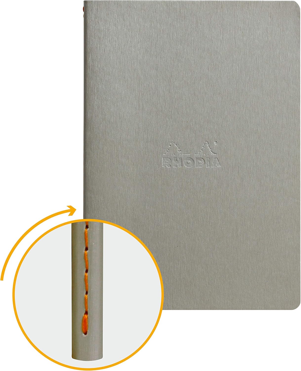 RHODIA 116401C, Soft Notebook with Silver Textile Stitching, A5, Lined, 64 pages, Ivory Clairefontaine Paper 90 g/m - Image 3