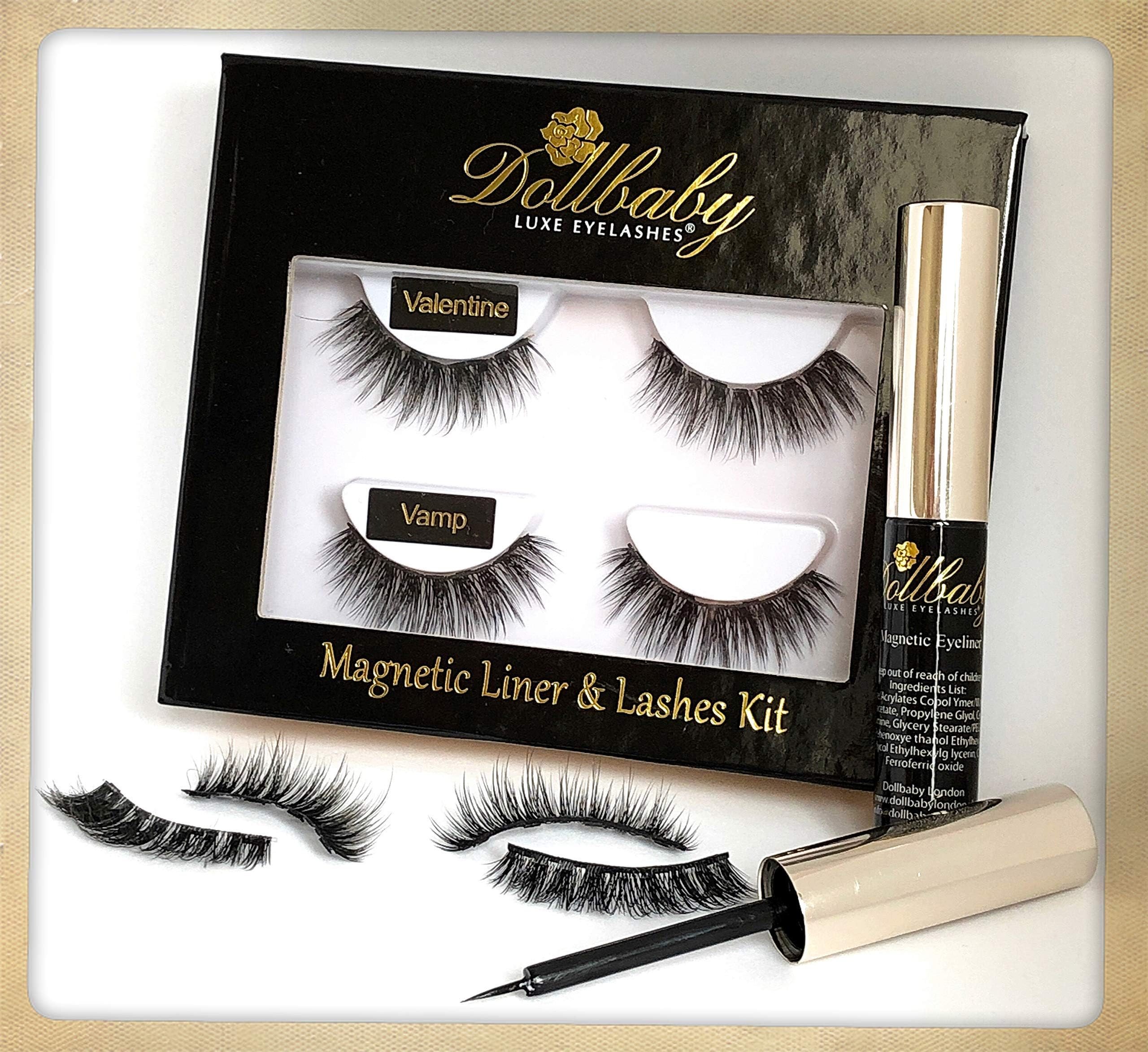 Dollbaby London No-Glue Magnetic Eyeliner and Faux Mink Eyelashes Kit - Cruelty-Free | Vegan Friendly | Latex-Free