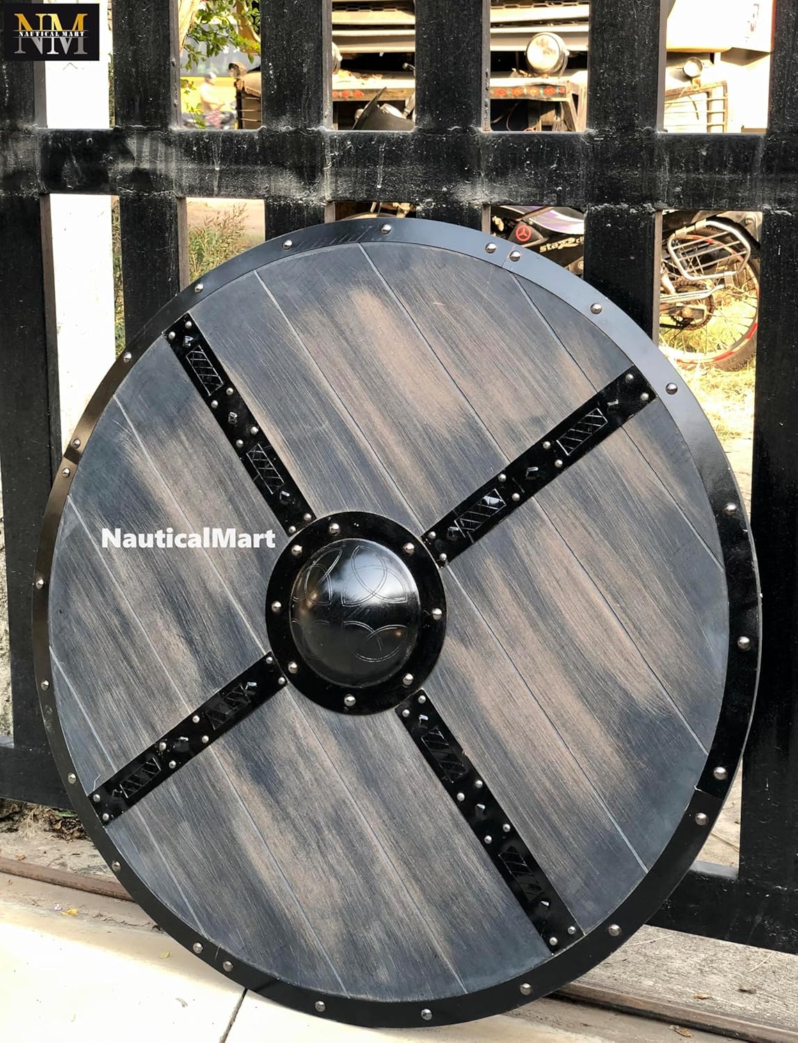 Viking Shield 24"/30"/36" Battle-Ready Shield Wooden Shield Heavy Metal Fittings Shield Perfect Cosplay/Decorative