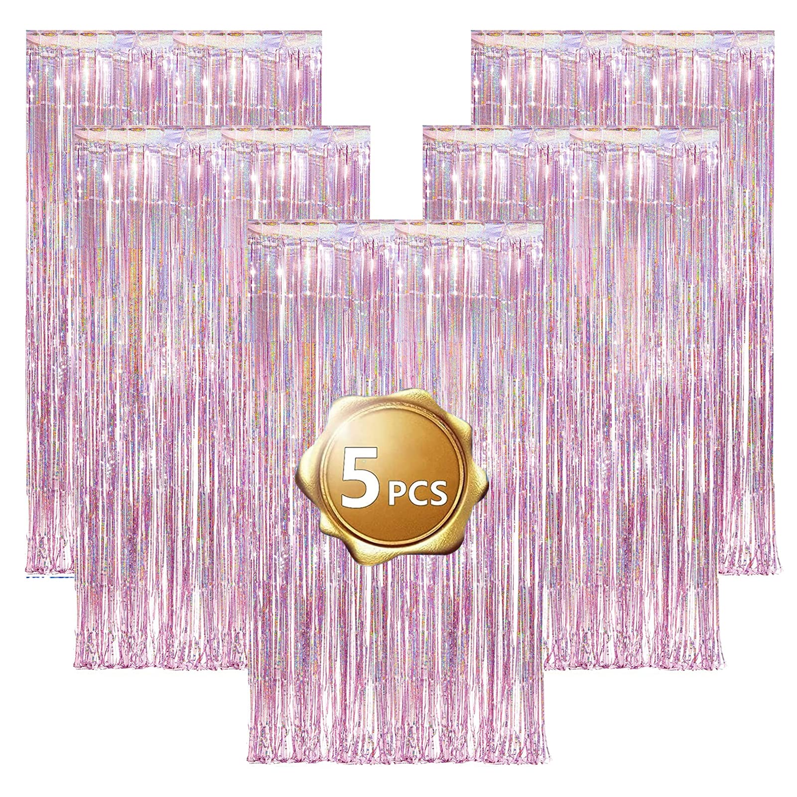 Vorhang Glitzer Winter Style, 5 Pieces of Folie with Bright Fringes and Lamellen, Ideal for Wedding, Birthday, Bachelorette Party and Bühnendekor (Pink)