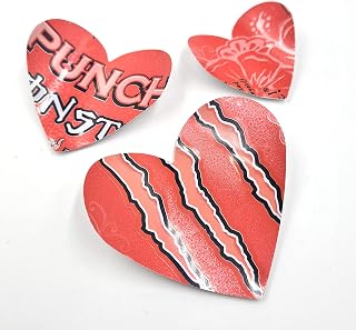 Drinks Can Fridge Magnets - Set of 3 heart magnets with gift box - Recycled Monster Juice Pipeline Punch Cans