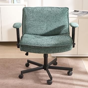 Criss Cross Chair with Wheels and Flip-Up Arms, Height Adjustable Criss Cross Desk Chair with Back Support, 25" Padded Cross Legged Office Chair for Home Office, Bedroom, Apartment, Green
