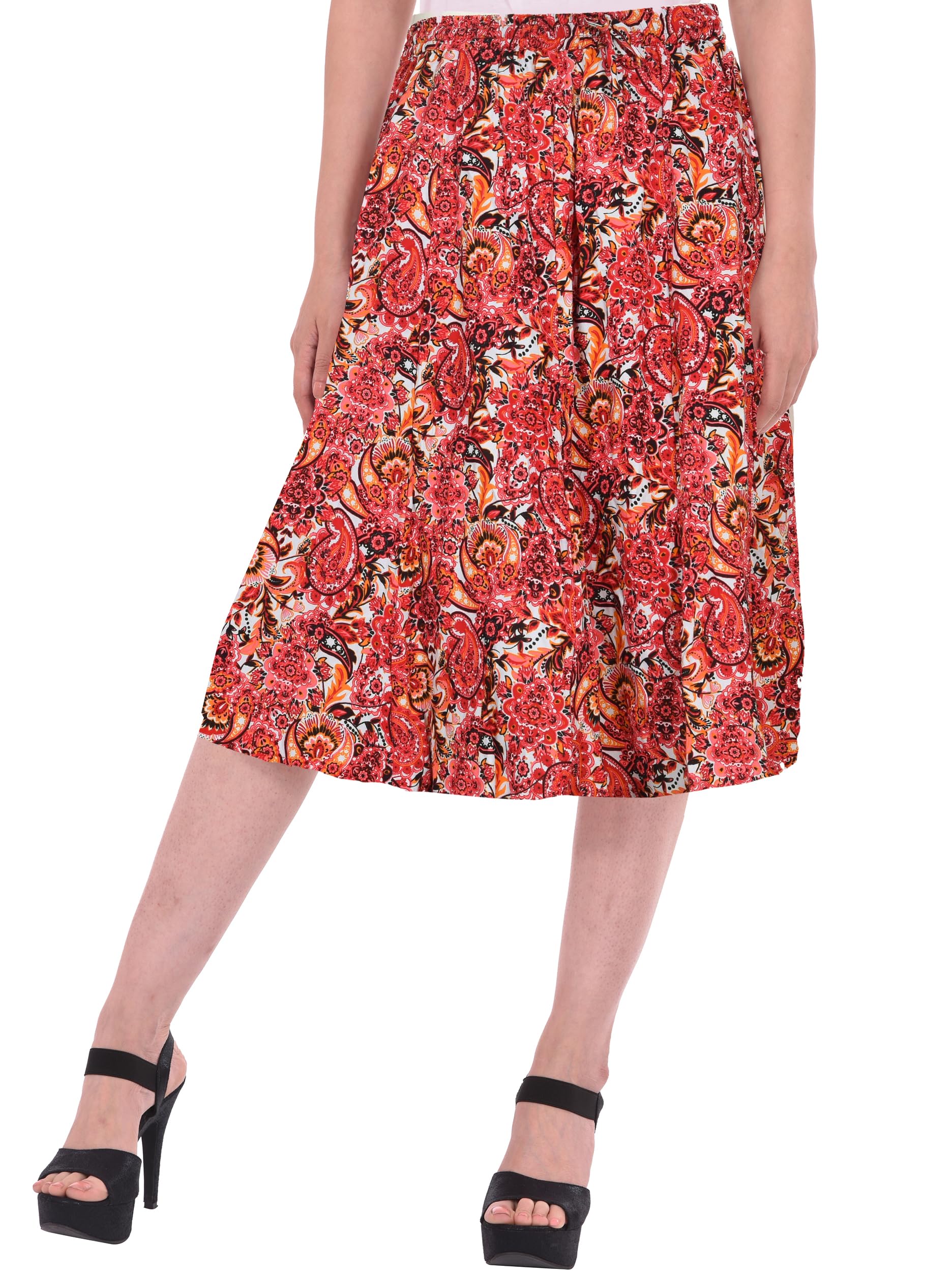 cotton breeze Women's A-line Skirt (Brown)-picture-1
