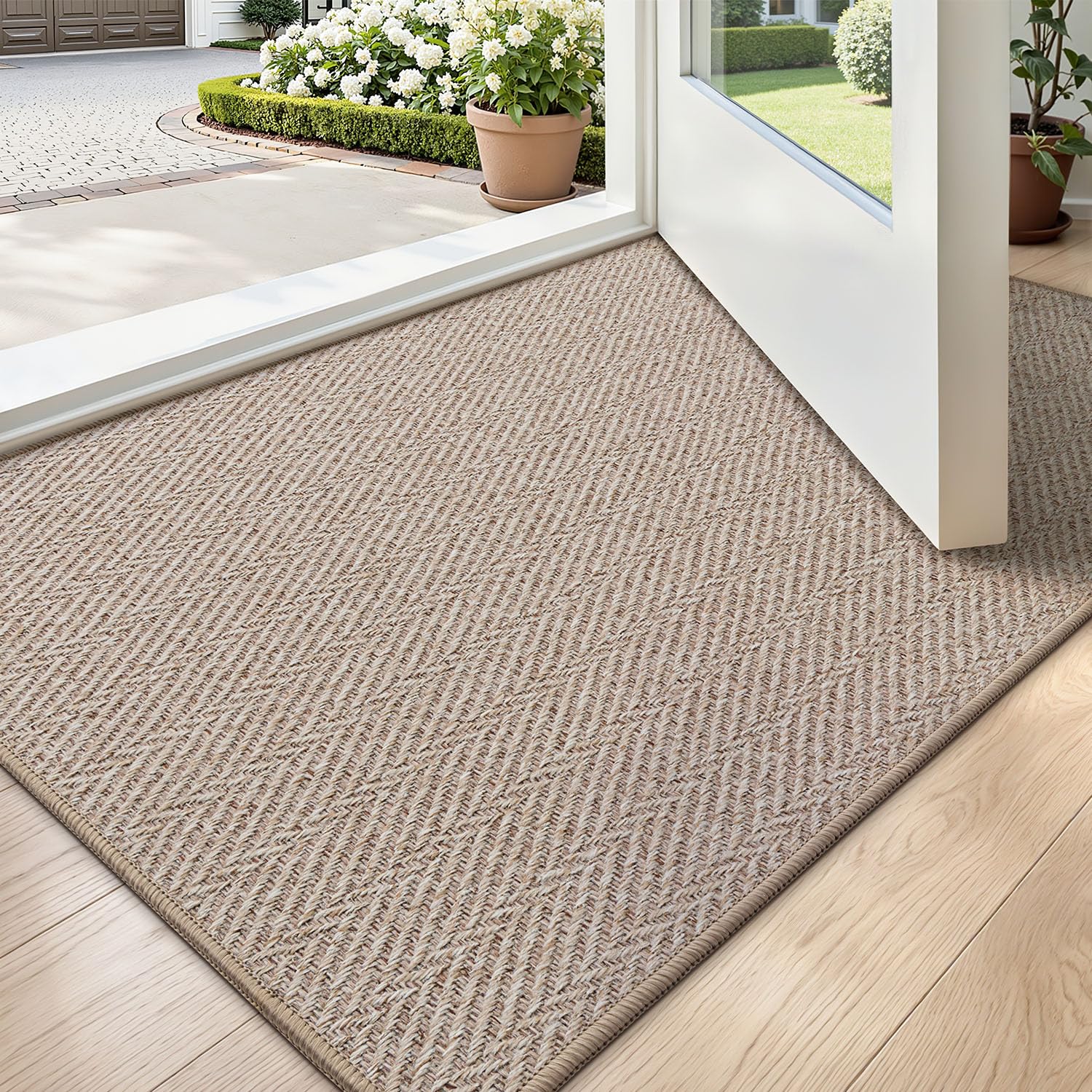 LUMI Ultra Thin Indoor Door Mat 60 x 90 cm, Entrance Doormat, Deep Beige