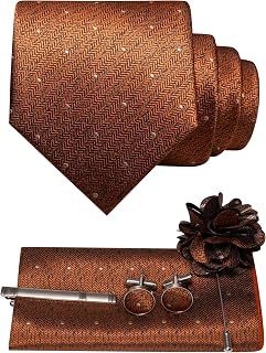 Mens Tie and Lapel Pin Necktie Pocket Square Cufflinks and Tie Clip Sets for Business Casual 5PCS