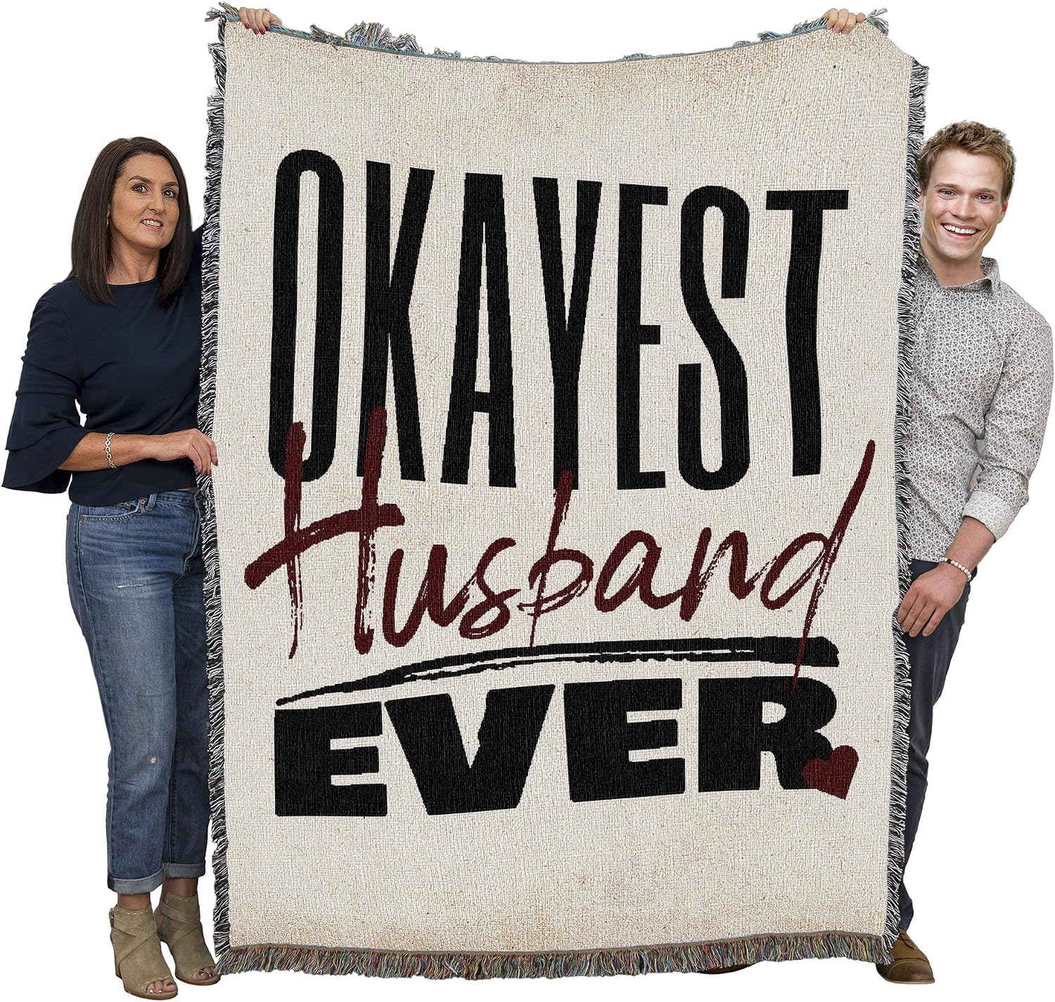 Pure Country Weavers Okayest Husband Ever Blanket - Gift Tapestry Throw Woven from Cotton - Made in the USA (72x54)