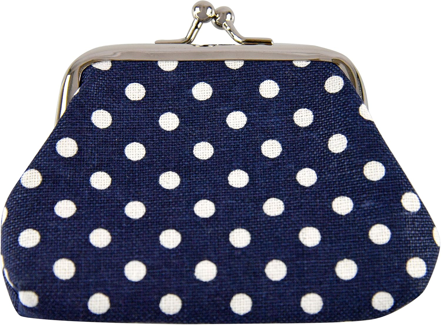 Home-X Polka-Dot Coin Purse, Canvas Coin Wallet for Women and Girls (Navy) 4" L x 3” W