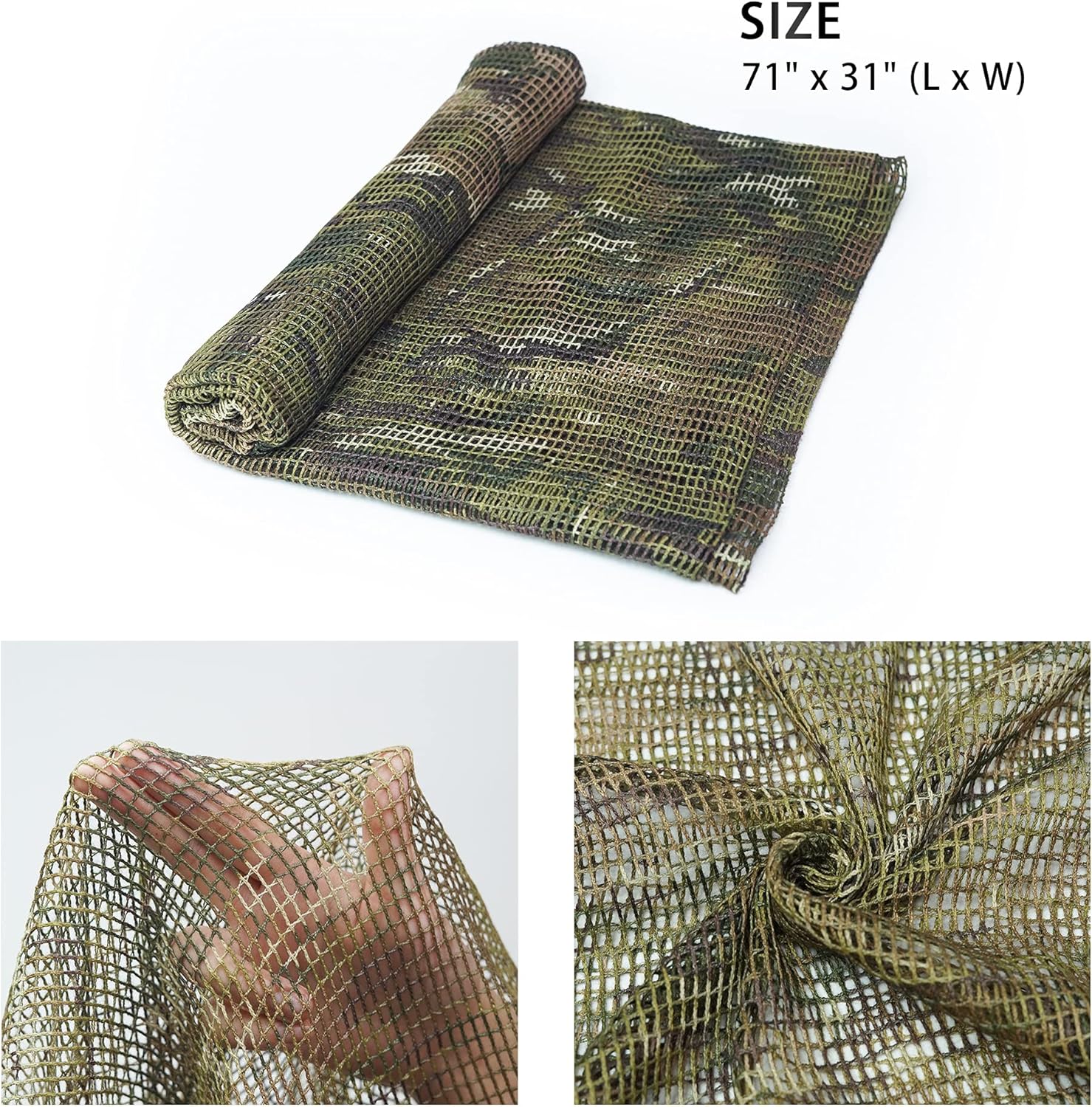 GHILEO Tactical Sniper Veil Double Side Camo Scarf, Mesh Net Military Neck Scarves for Hunting Shooting Wild Photography Military Outdoor Activities : Everything Else