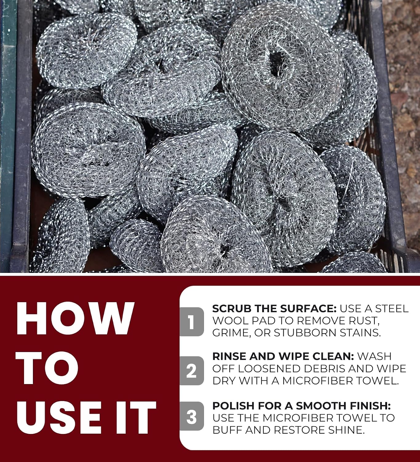 Brillo Heavy Duty Steel Wool Pads 10 pc Bundle with Microfiber Cloth - Tough Grease and Grime Remover - Steel Wool Soap Pads for Heavy Duty Cleaning Tasks - Multi-Purpose Steel Wool Pads - (4 Items)