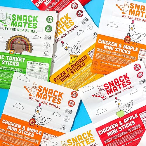 Miniatura 8 de The New Primal Snack Mates - Palito de pollo y arce para niños paquete de 8 palito de carne de 05 onzas bocadillo de pollo totalmente natural para