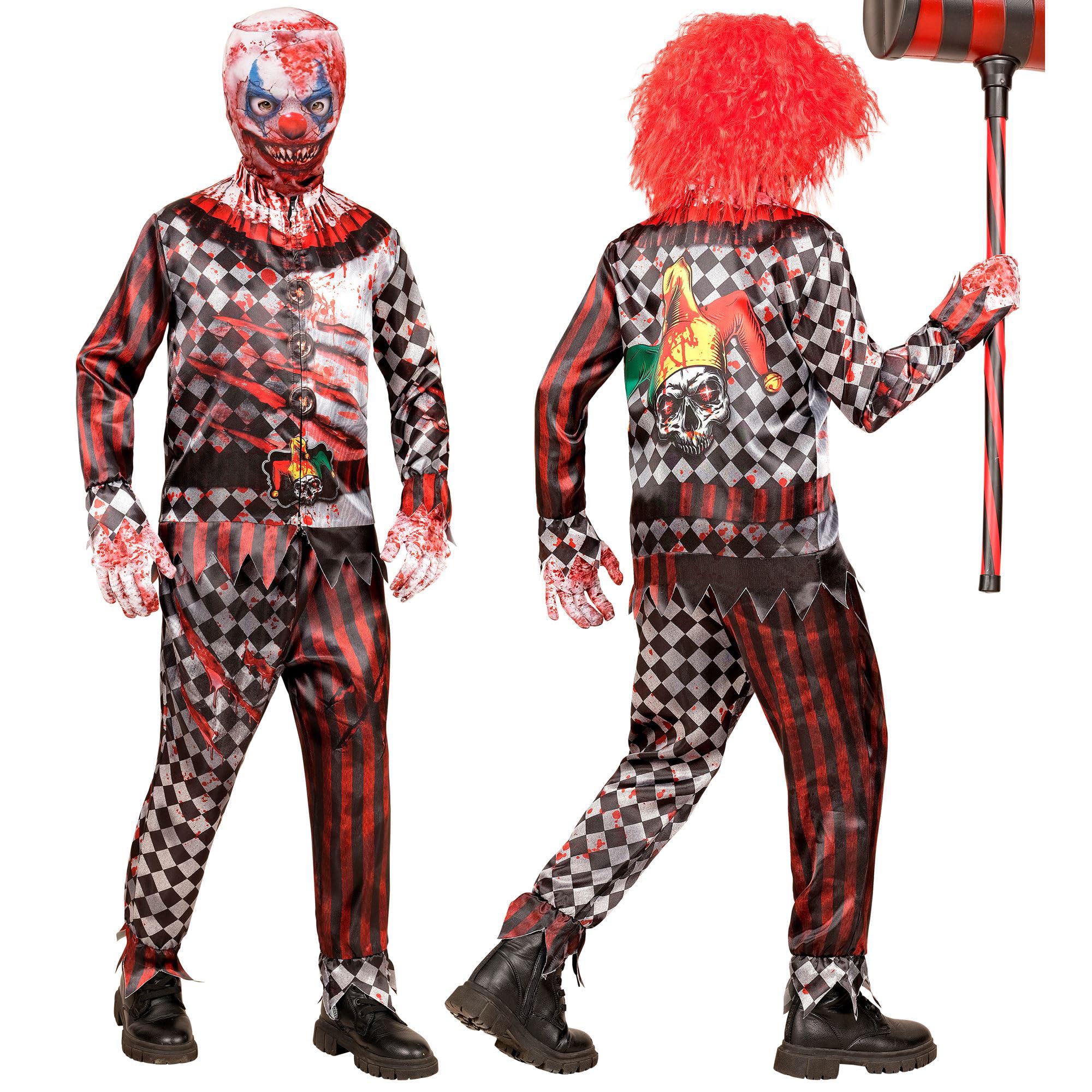 W WIDMANN MILANO Party Fashion - Killer Clown Kids Costume Set with Mask Complete Outfit for Halloween and Carnival