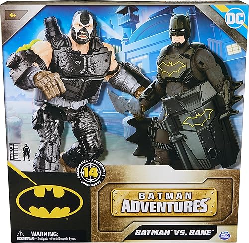 Miniatura 2 de DC Comics, Batman Adventures - Paquete de batalla, juego de figuras de acción de Bane y Batman, 14 accesorios de armadura, juguete de superhéroe de