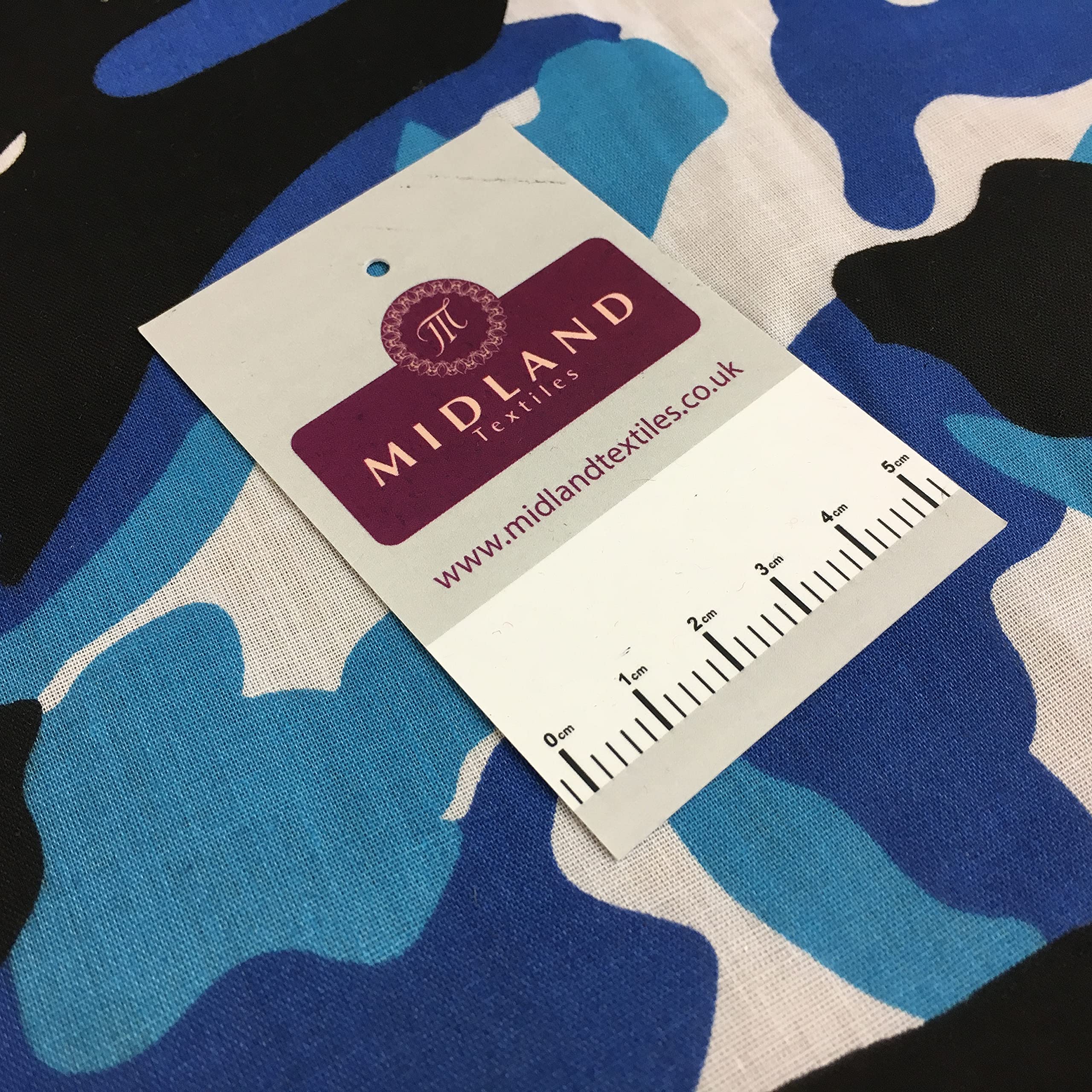 Midland Textiles Large Blue 5 Army Military Camouflage Polycotton Fabric 110Cm Wide Ms1352 Mtex (Large Blue 5)