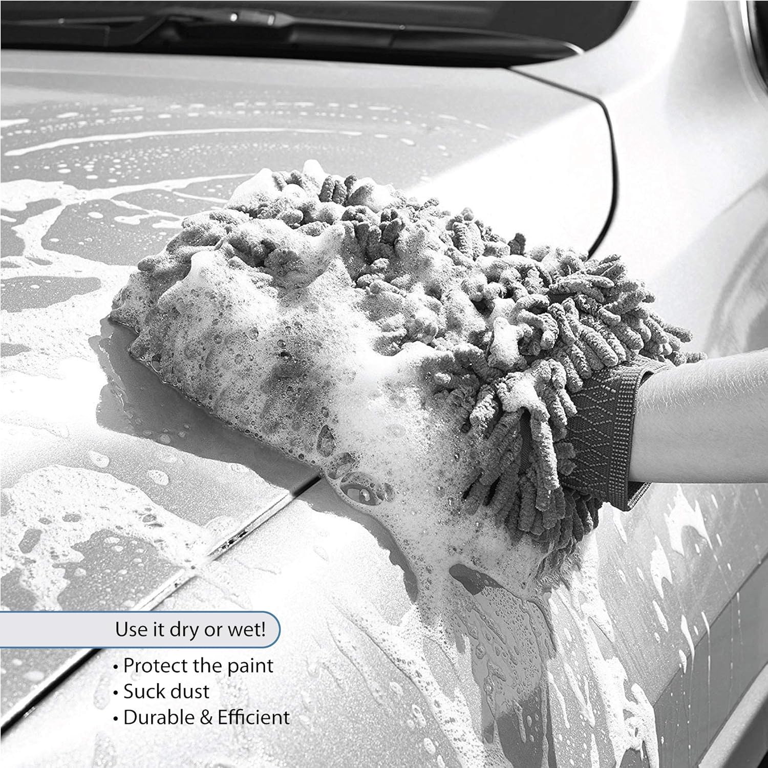 2 Pack. Premium car wash Microfiber Chenille mitt. Super auto Absorbent. Ultrafine Sponge Fiber Glove. Professional Cleaning at Home, Kitchen, Hand car Washing Care. Soap Chemical Resistant. (Blue) : Automotive