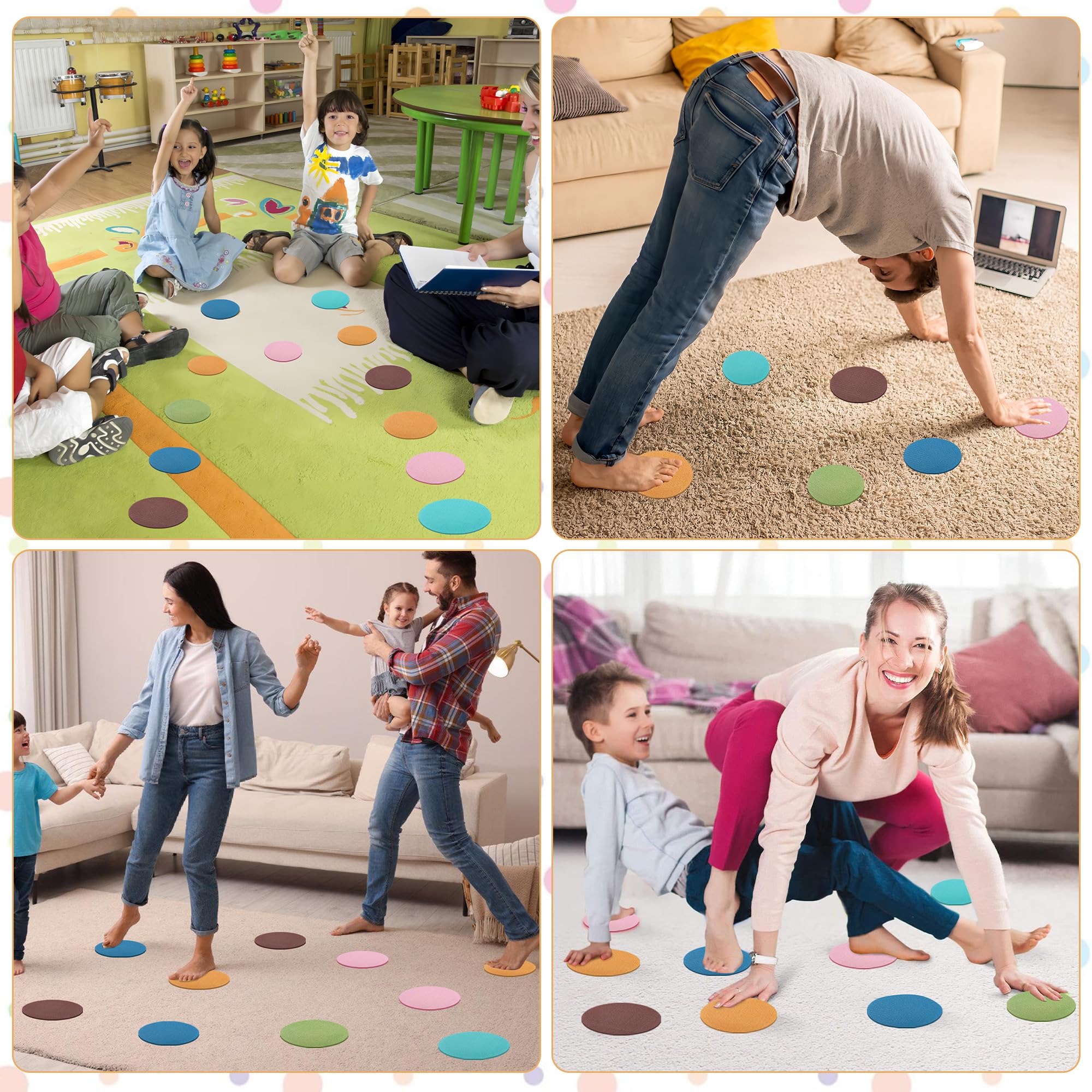 60 PCS Boho Carpet Spots Markers 4 Inch Circle Floor Dots for Classroom Boho Sitting Carpet Spots for Classroom Kids Preschool Elementary Kindergarten Teacher Supplies - Image 7