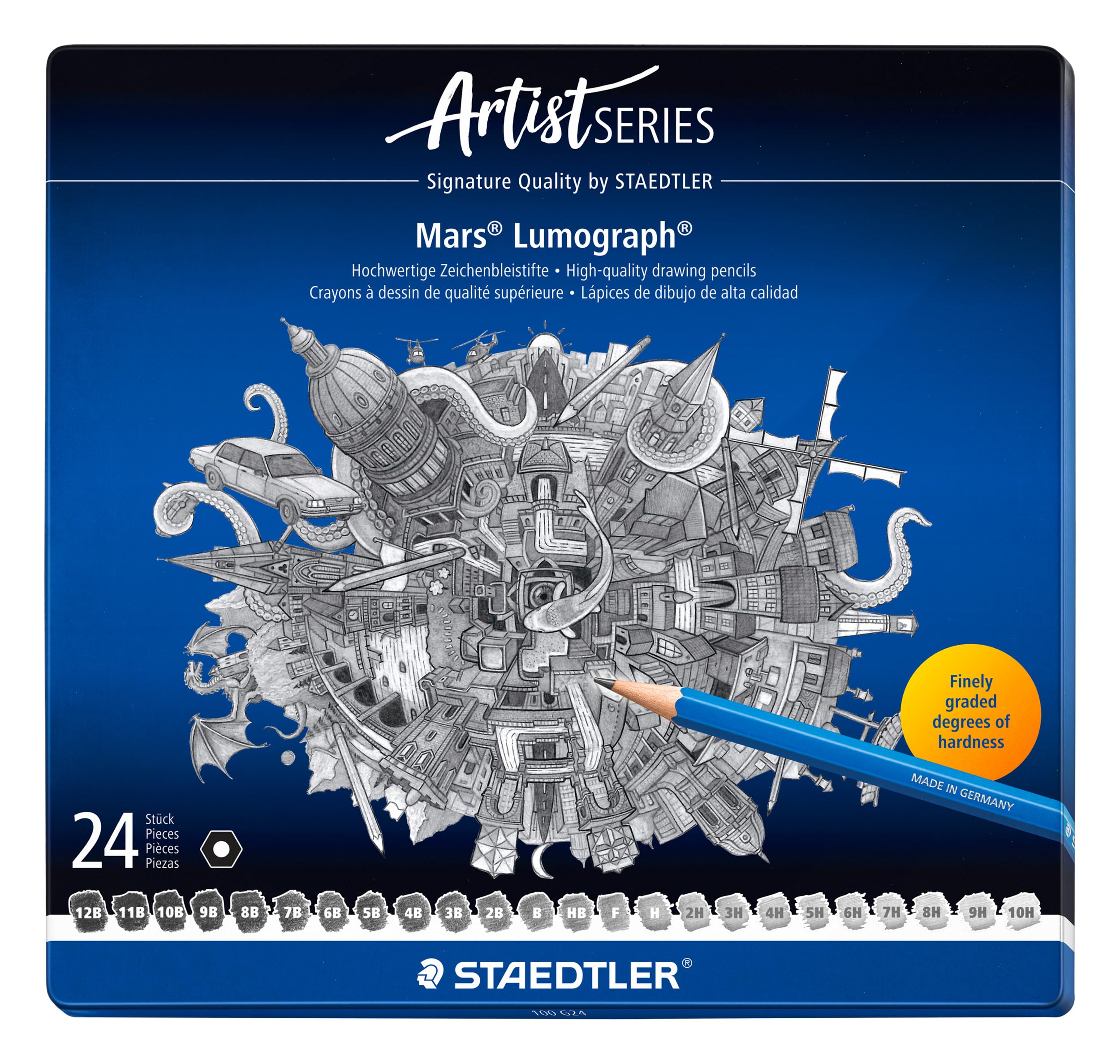 Amazon | ステッドラー Staedtler Mars ルモグラフ 度鉛筆24本セット