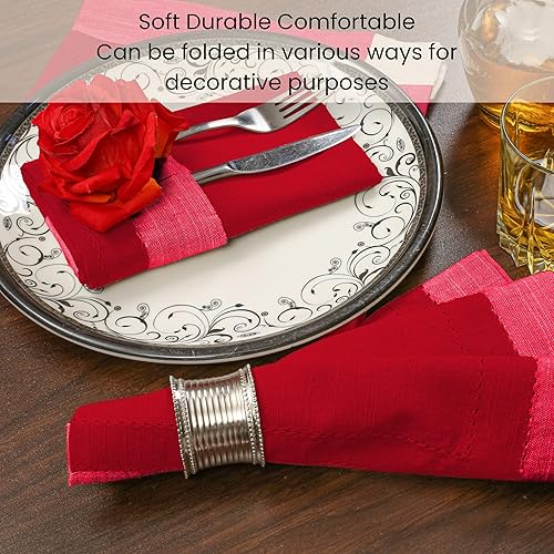 Miniatura 5 de Cotton Clinic Juego de 12 servilletas de tela de punto vainica, 100% algodón, 20 x 20 pulgadas, ultra suaves, absorbentes, calidad de hotel,