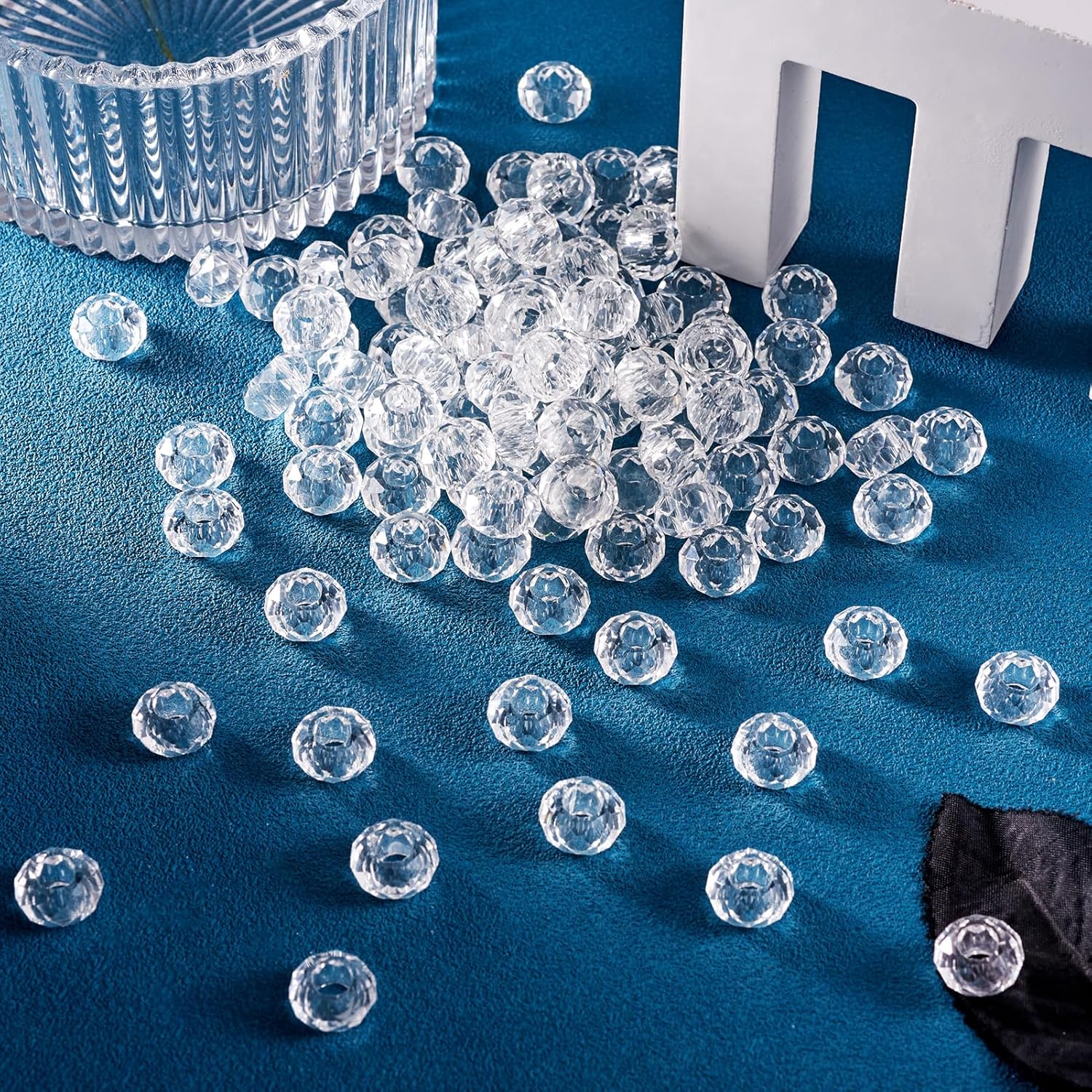 KISSITTY 100pcs Clear Glass Faceted European Beads Bulk Crystal Large Hole Loose Spacer Beads Rondelle Bead Slide Charms No Metal Core 14x8mm for DIY Bracelet Necklace Jewelry Crafts Making Hole:5mm - Image 6