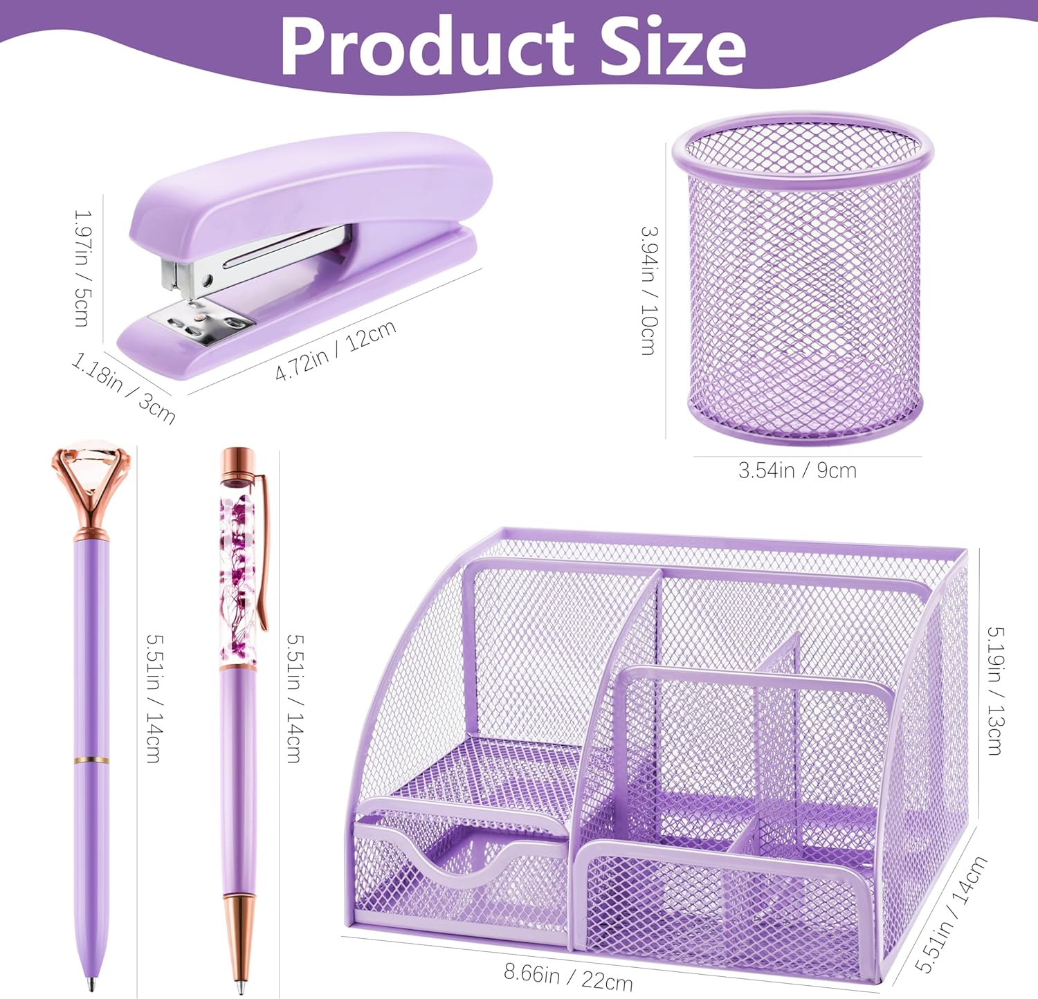 Elegant Organization: Review of the 15 Pcs Purple Office Supplies Set