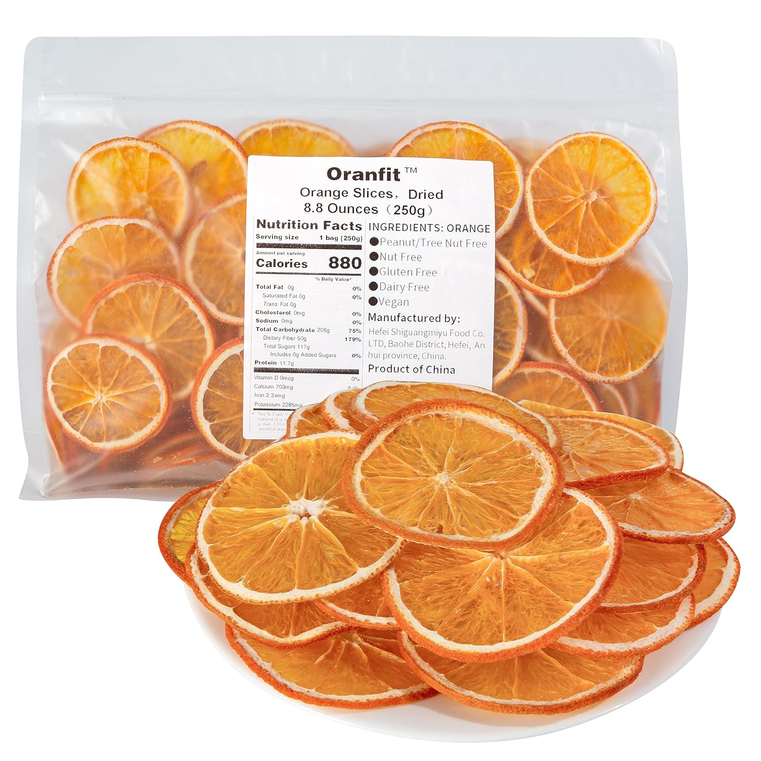 Oranfit Dried Orange Slices 17.6oz/500g(135 to 216 slices)
