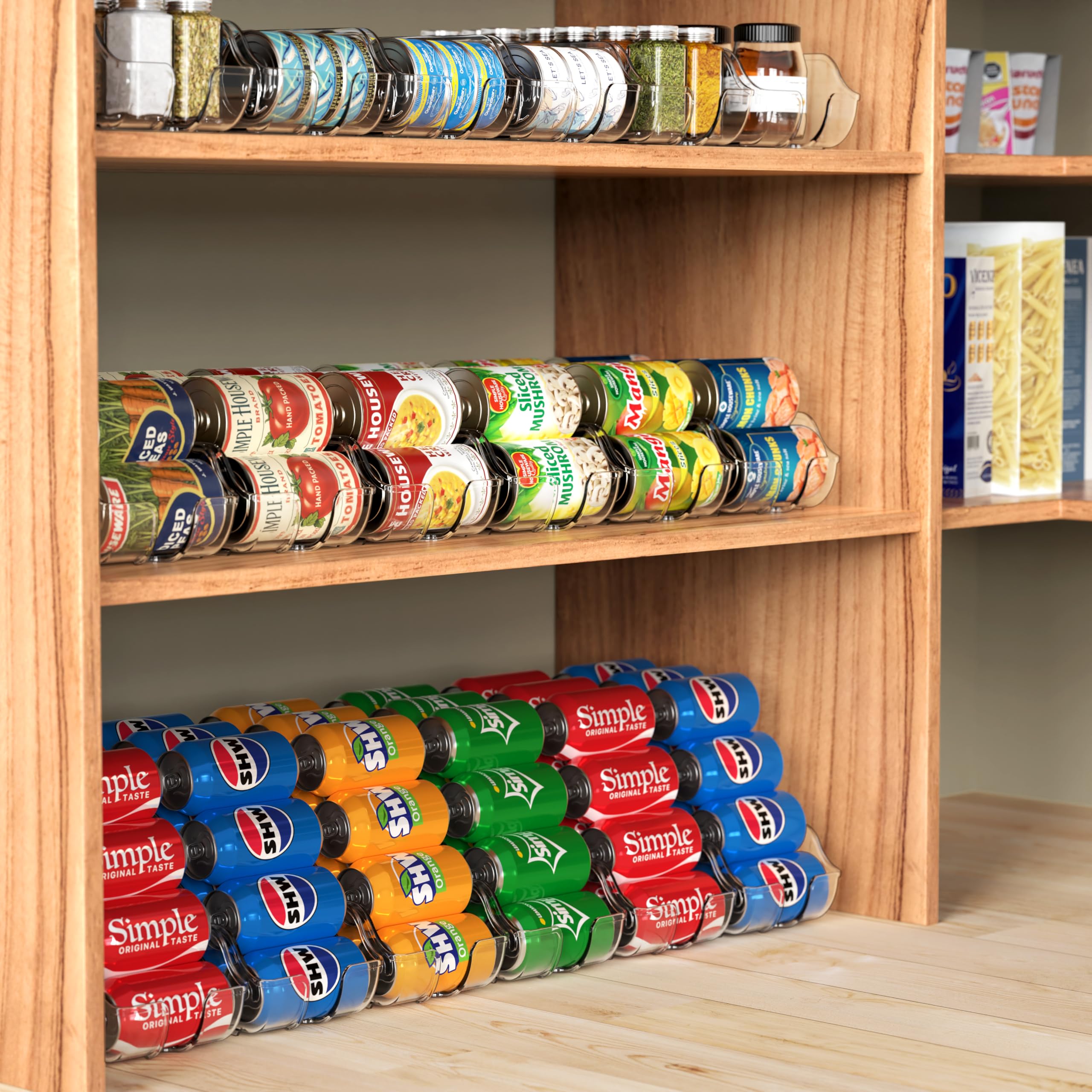 Simple Houseware Can Dispense Kühlschrank-Organizer-Aufbewahrung, transparent, 6er-Set