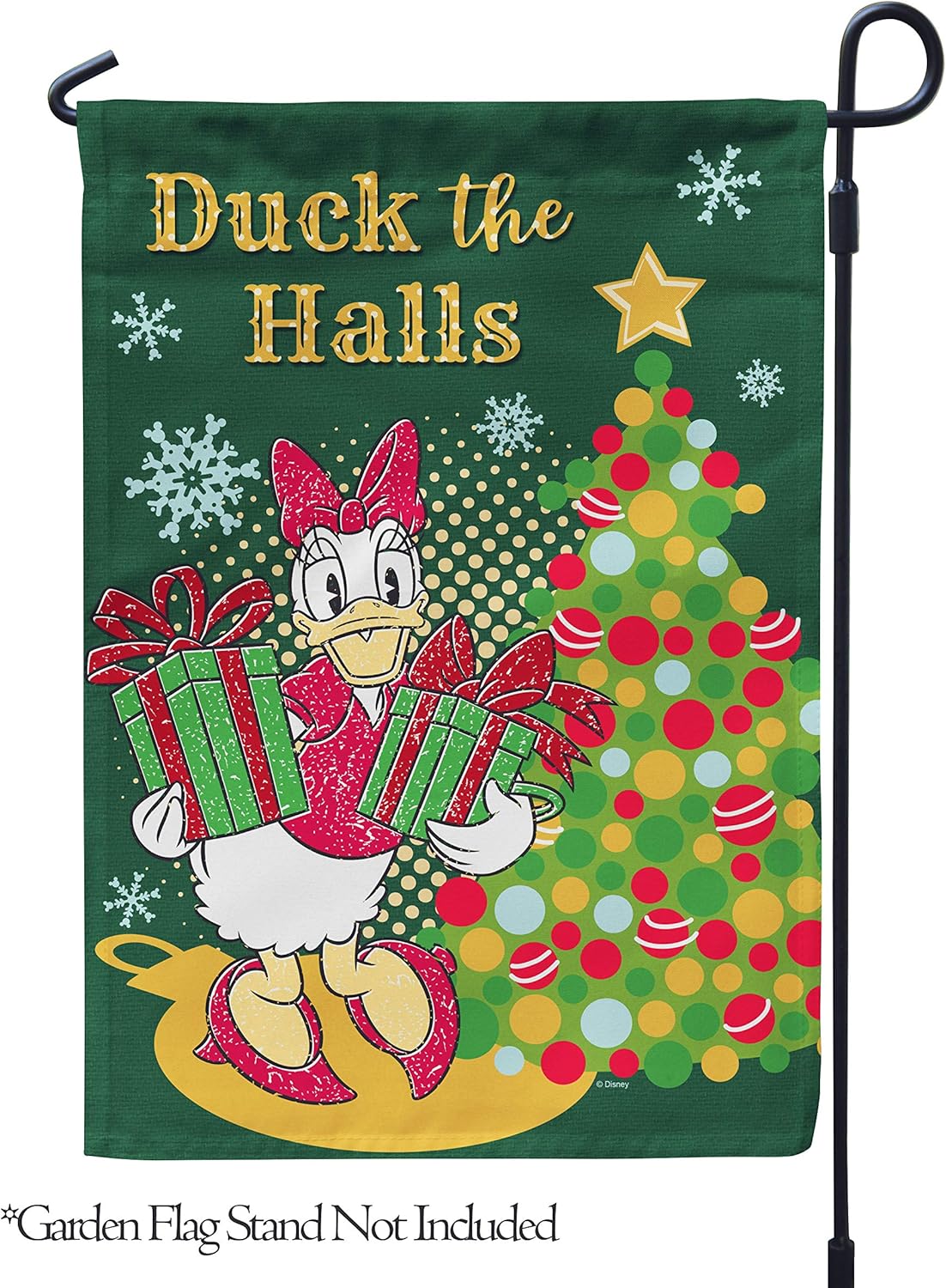 Flagology, Disney, Donald Duck & Daisy Duck, Duck The Halls Daisy – Garden Flag 12" x 18", Christmas, Outdoor/Indoor, Winter, Officially Licensed Disney