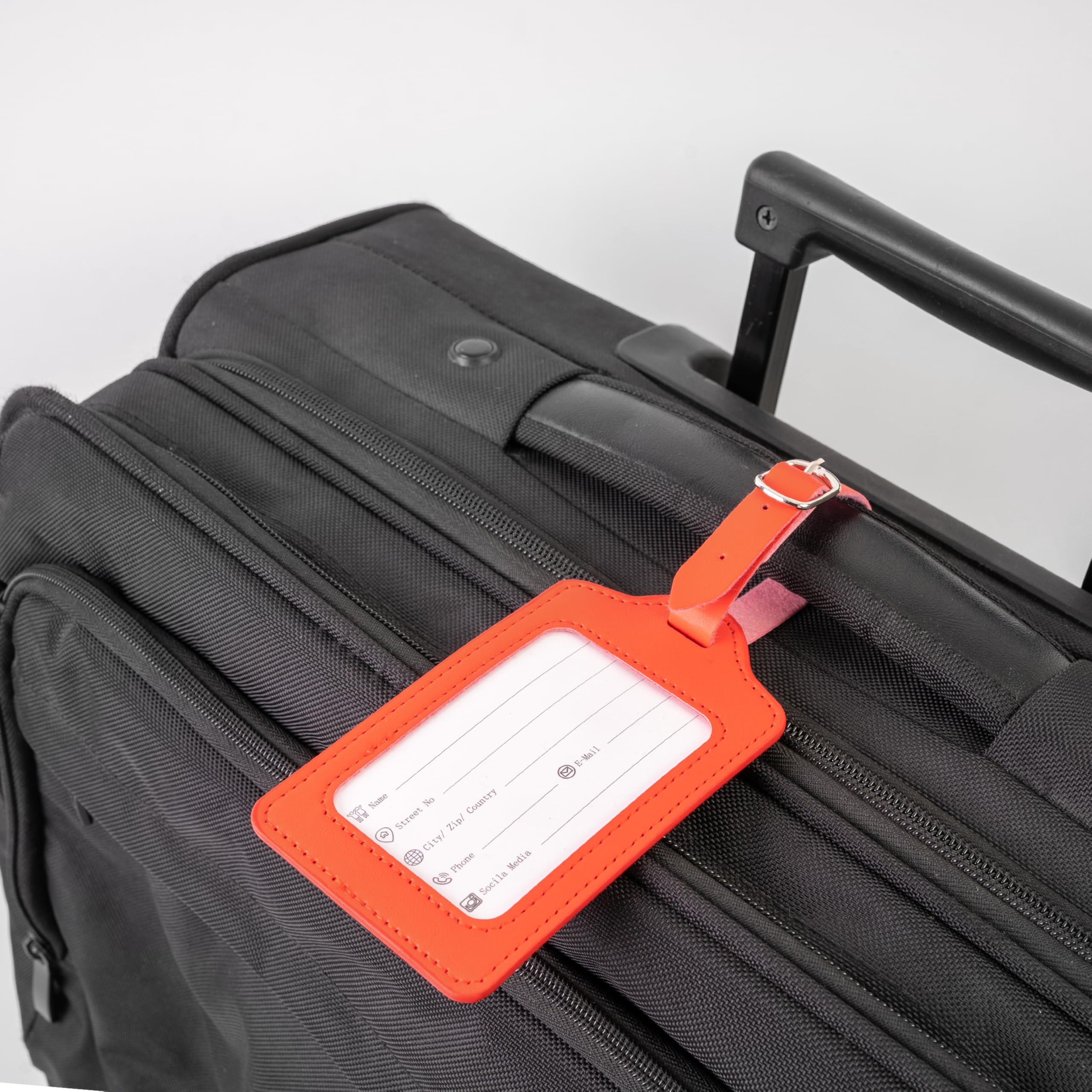 WeddHuis 6 stuks kofferhangers met adreslabel, siliconen kofferhanger, vliegreizen, roestvrijstalen kabel, waterdichte pvc-bagagelabel, bagage, handtas, etiketten, koffer, tas, bagagelabel
