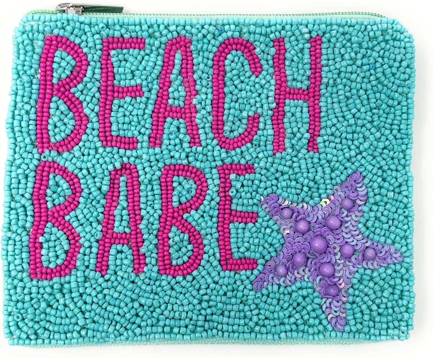 Beach Babe Beaded Coin Purse Pouch, Small Wallet, Bead Pouch, Birthday Gifts, Blue Small Purse, Gift Card Pouch, Beach Lover Gift