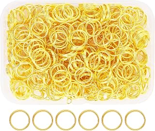 Mandala Crafts Gold Tone 10mm Double Jump Rings for Jewelry Making 400 Pcs | Small Metal Rings for Crafts, Earrings, Charms, Tags, Chandelier, Split Key Rings with Storage Container for Keychains