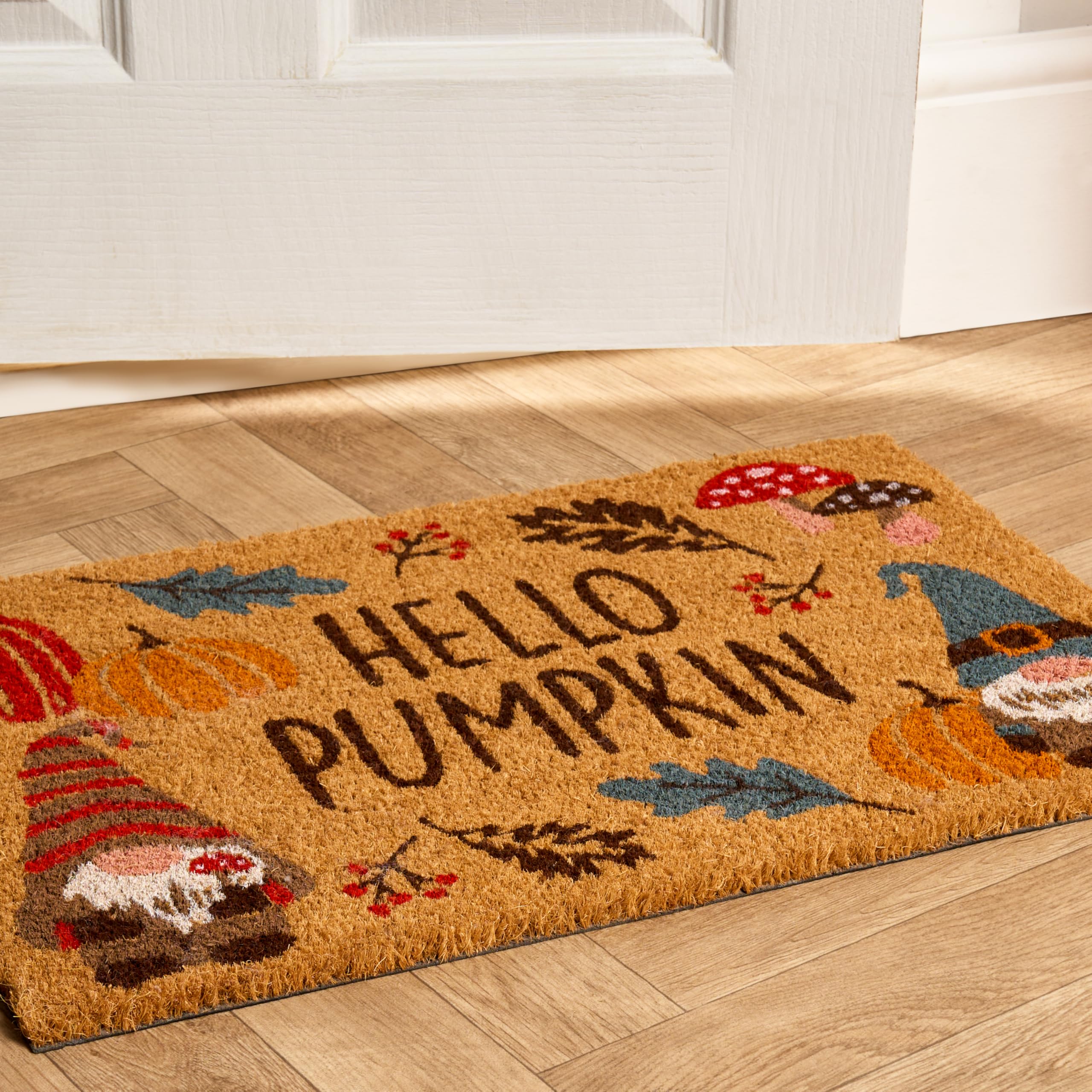OHS Autumn Door Mat Pumpkin Print, Non-Slippery Heavy Duty Stylish Halloween Decorations Washable Door Mat Indoor Outdoor Trapping Doormats, Brown - 40 x 60cm