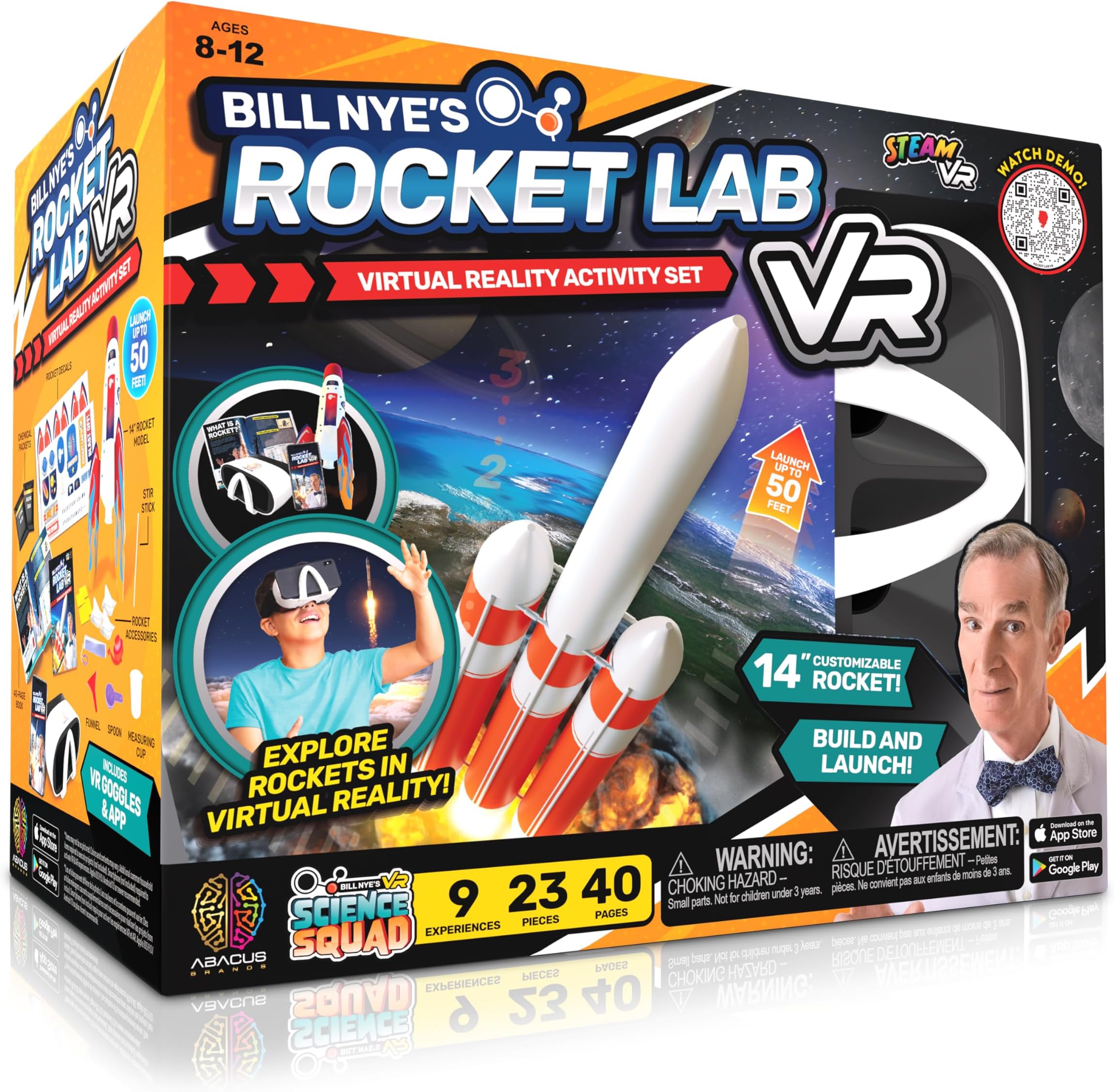 Abacus Brands Bill Nye's Science Squad: Rocket Lab VR - Virtual Reality Kids Science Kit, Book and Interactive Learning Activity Set - for Ages 8 and Up