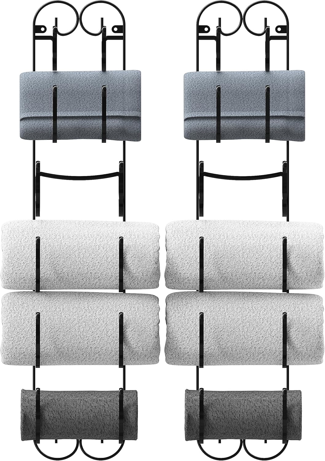 Deco Brothers 6-Tier Towel Rack, Wall Mounted Towel Holder, 2 Pack, Bronze