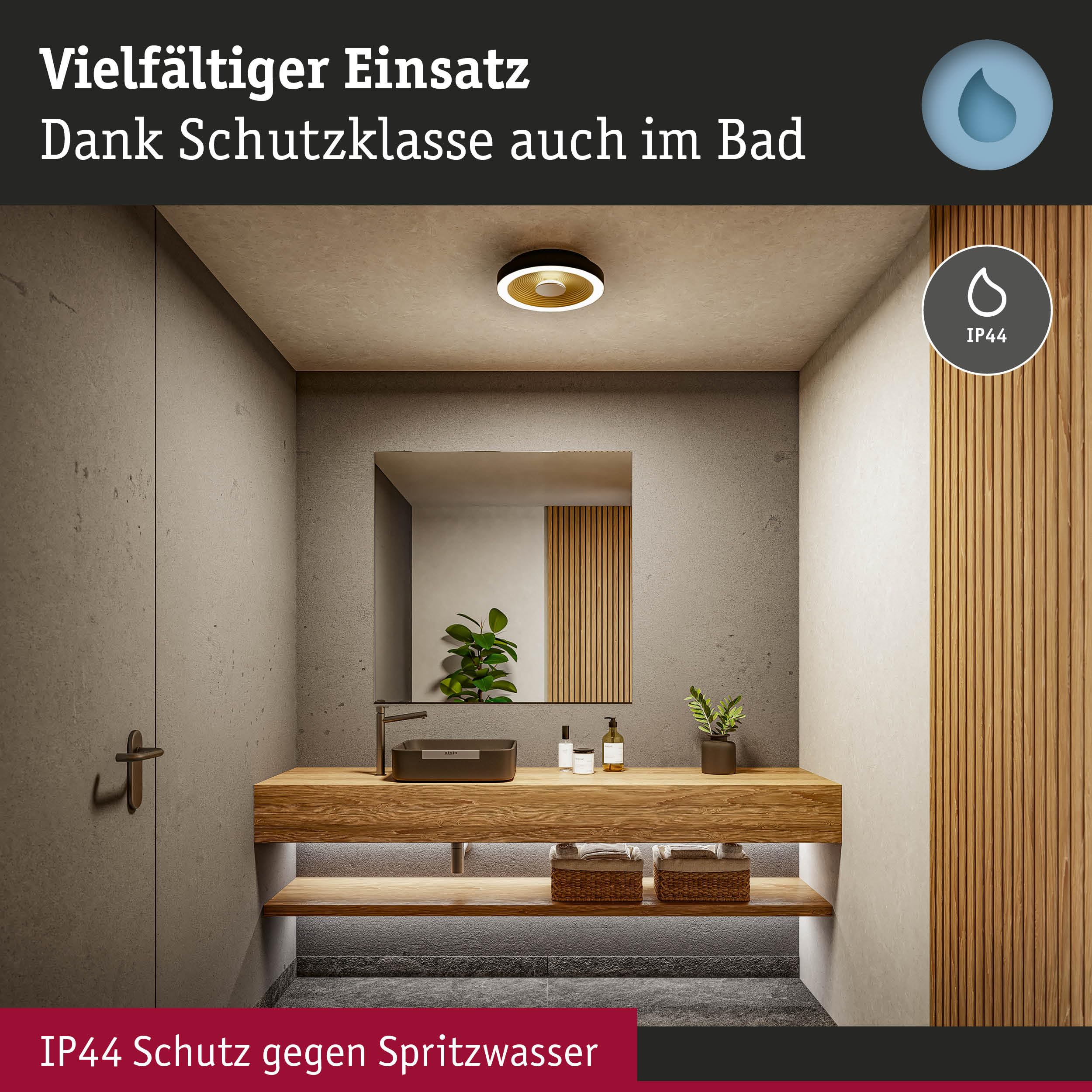 Paulmann 71178 WD Volea IP44 W/D dim LED 18W 320mm Schwarz Gold 230V Kunststoff