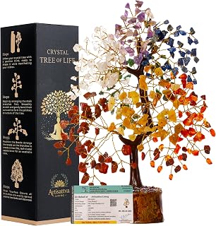 7 Chakra Crystal Tree of Life, Handmade Natural Gemstone Bonsai for Home Decor, Feng Shui, Meditation, Reiki & Spiritual Gift