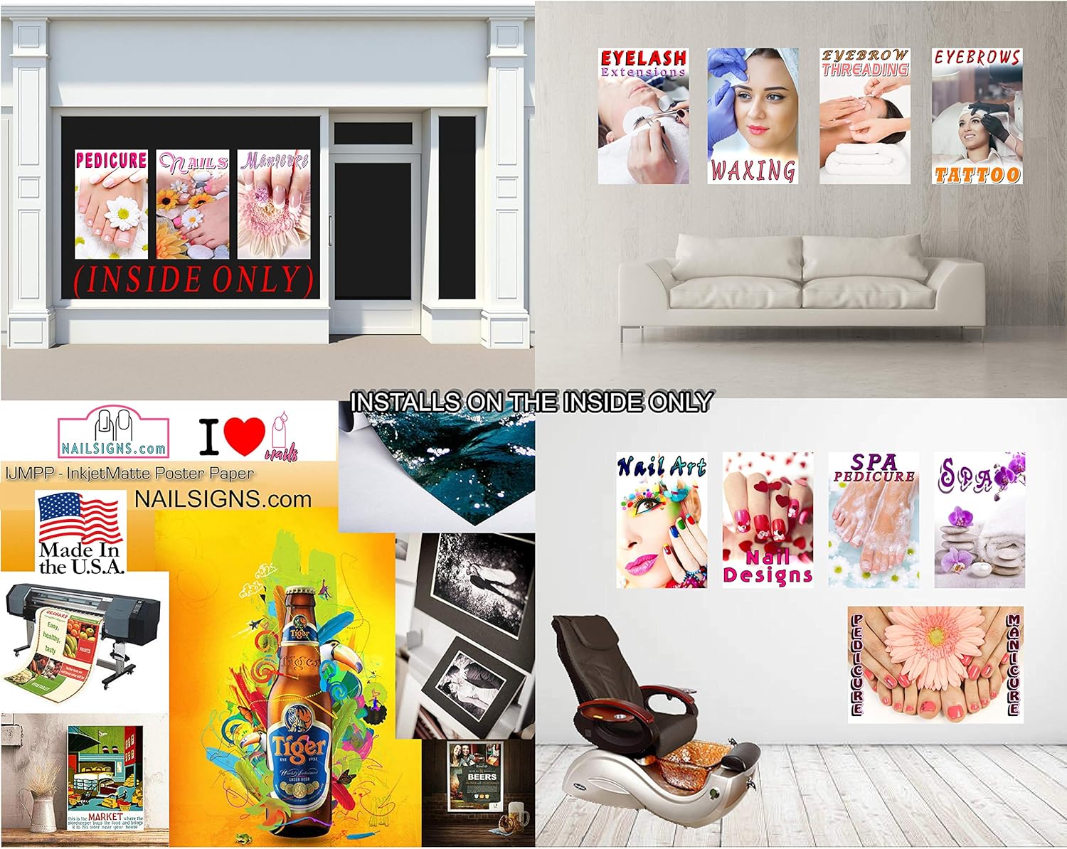 Massage V Foot Therapy Salon Sign Advertising Marketing Décor Vertical (Photo-Realistic Paper Poster Matte "Non-Laminated" [INDOORS], 24")