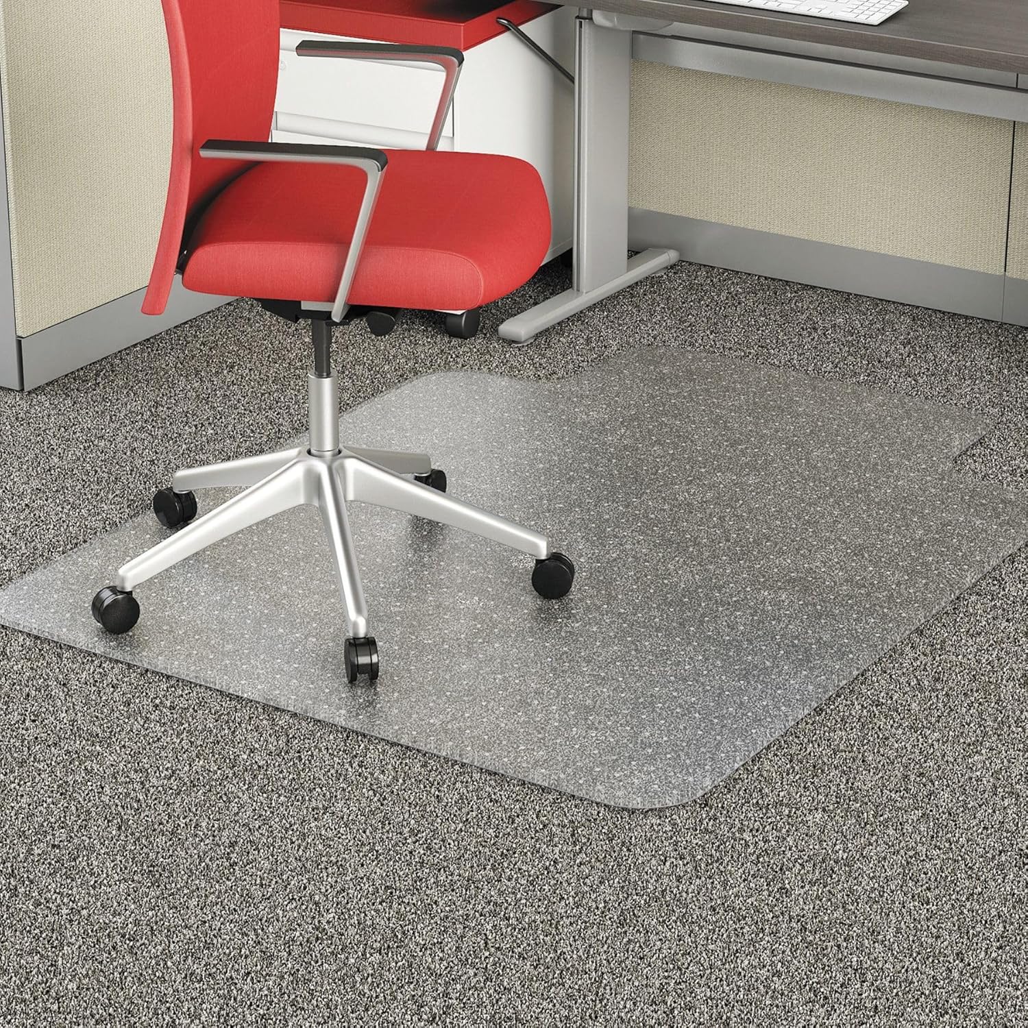 Alera MAT3648CFPL Studded Chair Mat for Flat Pile Carpet, 36-Inch X 48-Inch , with Lip, Clear