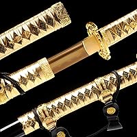 Vista 6 de 40.6 pulgadas de acero de alto carbono al horno dragón de oro japonés Katana Samurai Espada Full Tang jian