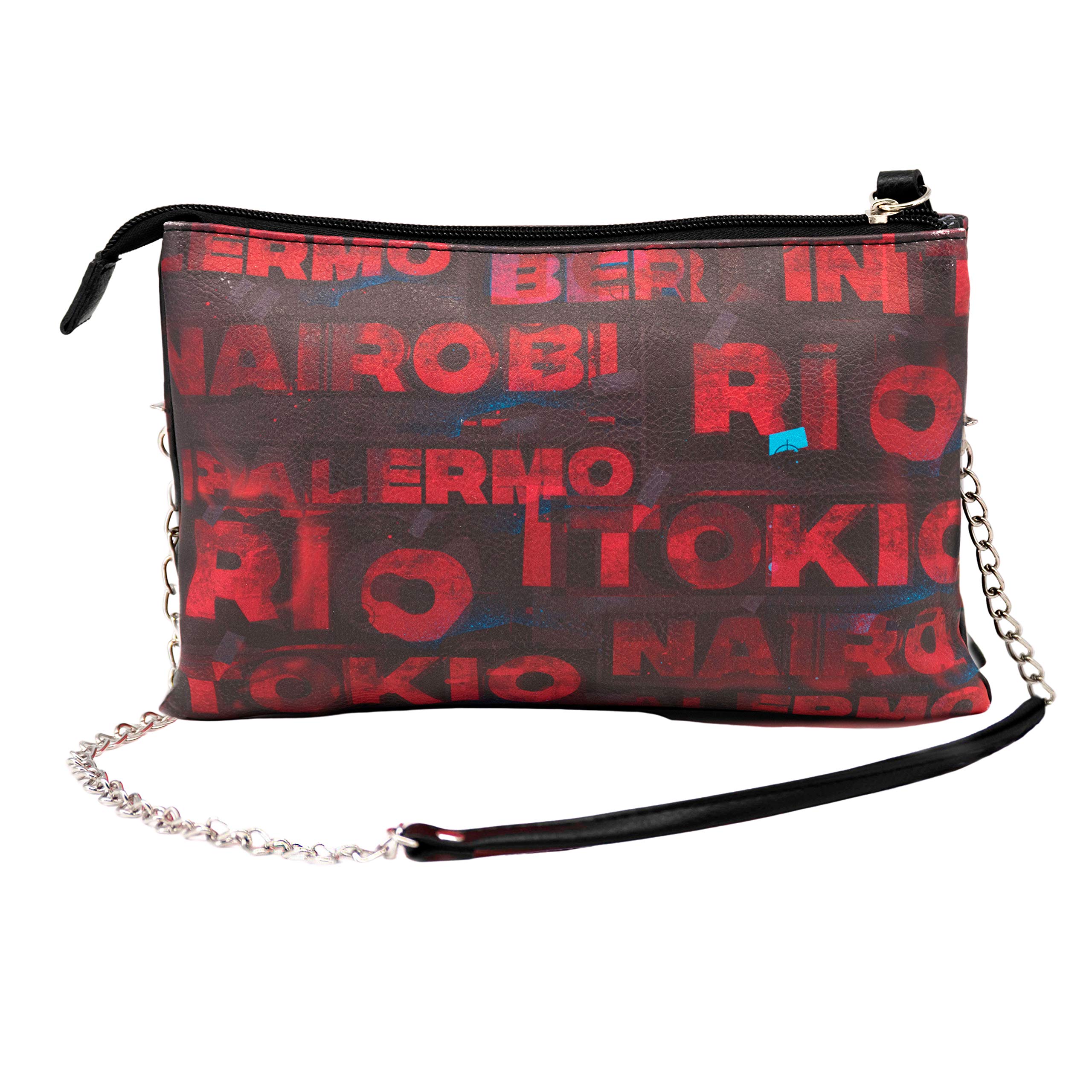 Money Heist La Casa di Carta Cities-Borsa Handy Tripla, Rosso, 24 x 17 cm