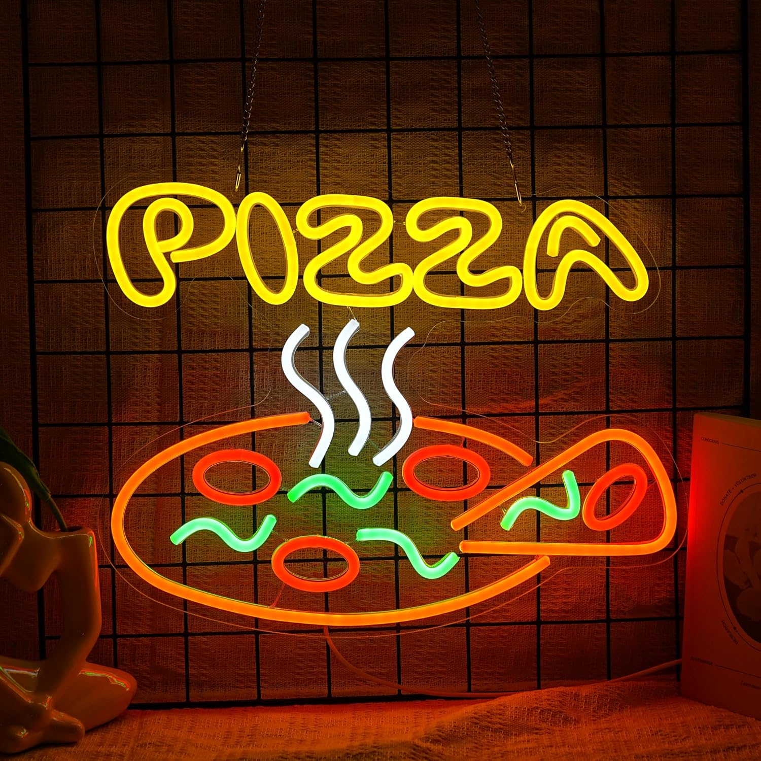 Pizza Neon Sign Pizza Shaped Light Up Sign for Pizzeria Decor Dimmable Business Led Light Sign USB Powered Pizza Neon Light Sign for Restaurant Art Wall Store Home Kitchen Party