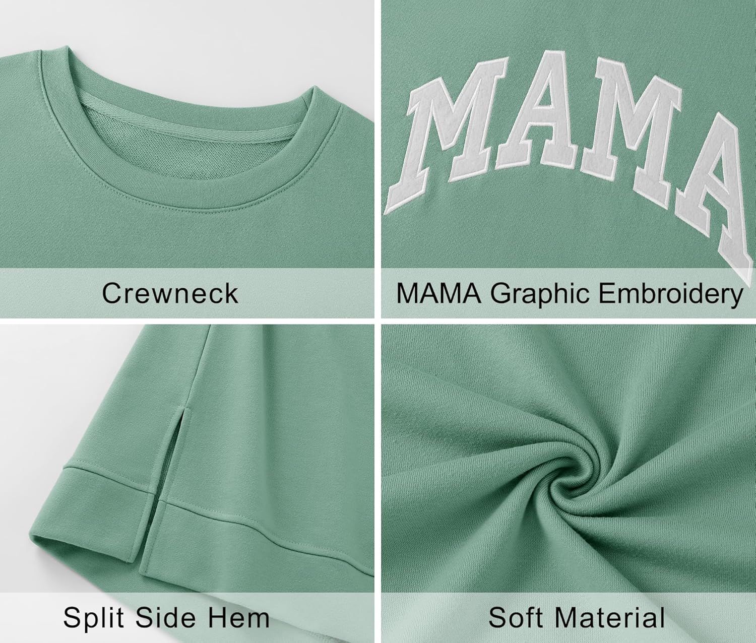 LOMON Long Sleeve Mama Shirts for Women Crewneck Oversized Tshirts Split Side Graphic Tees Fall Pullover Tops - Image 5