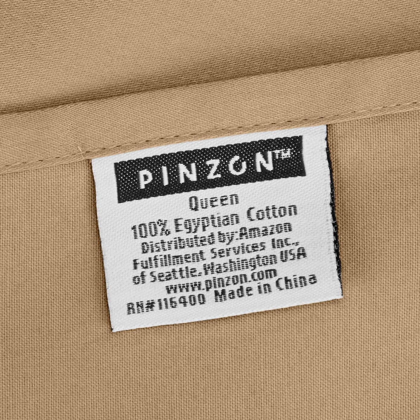 Amazon Brand – Pinzon 400-Thread-Count Hemstitch Egyptian Cotton Sheet Set - Queen, Chestnut