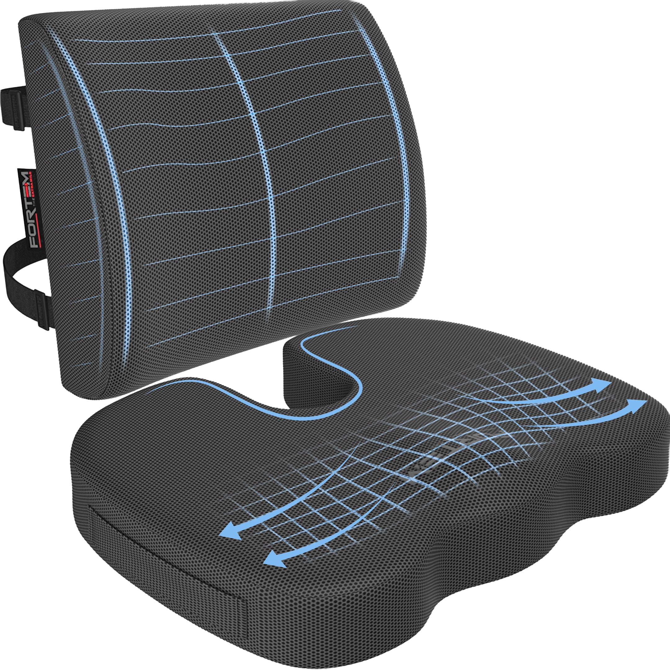 Cojin Silla Oficina, Cojín Lumbar Silla Oficina, Respaldo Lumbar para Silla, Cojin Ergonomico de Espuma Viscoelástica, Antideslizante para Sentarse y Respaldo para Gaming, Cojin Asiento Coche