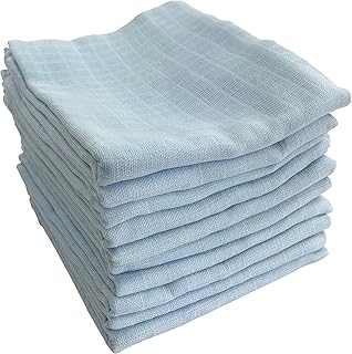 M.M.C. 10er Pack Mullwindeln | Spucktücher 100% Baumwolle - Stoffwindeln Mulltücher fürs Baby | ÖKO-TEX Zertifiziert, 80x70 cm (10 Blau)