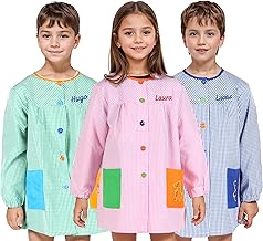 H HANSEL HOME Bata Escolar Infantil con Botones, Babi Infantil Bata con dos Bolsillos Niño y Niña para Guarderia y Colegio