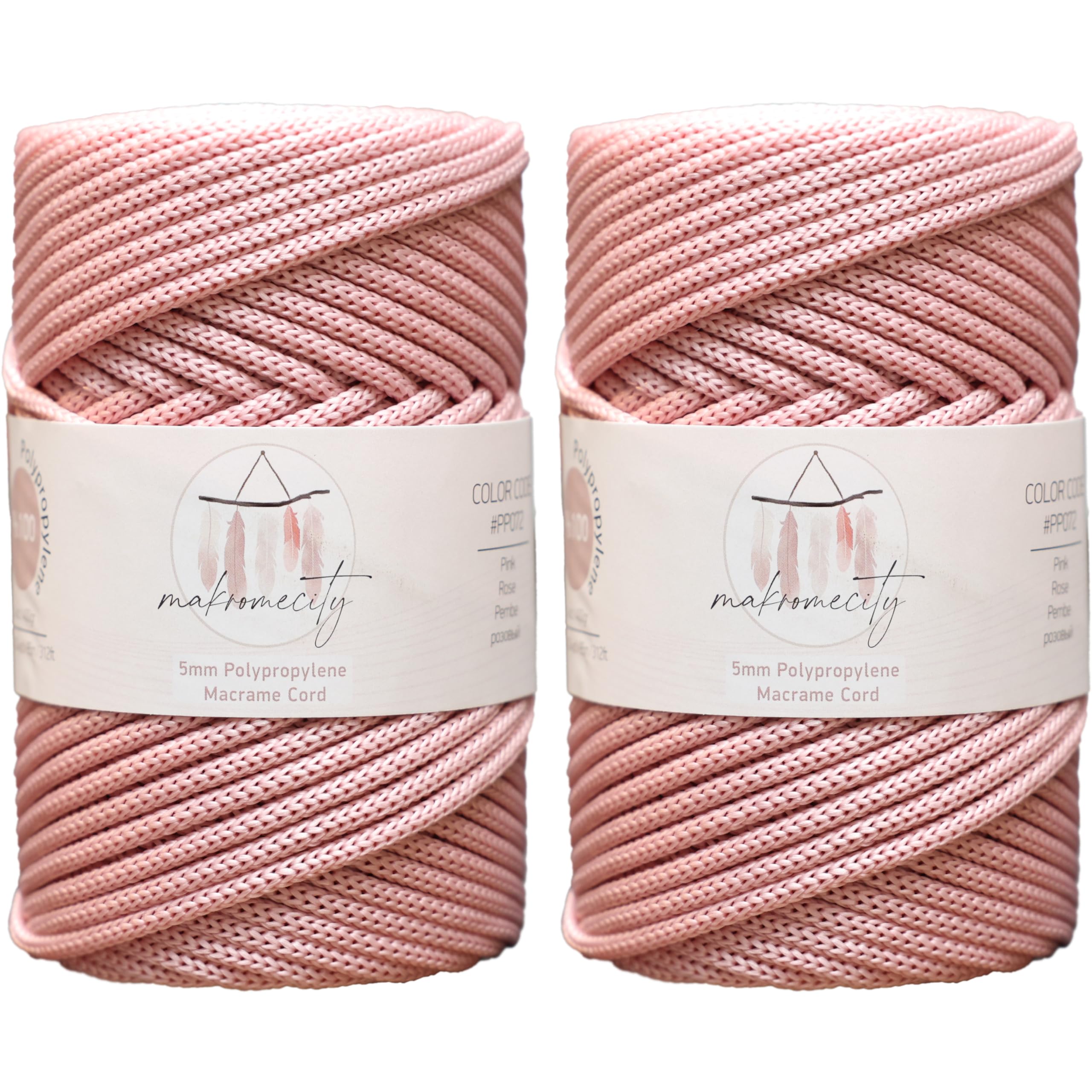 Cordon en polyester pour macramé 5 mm robuste de la marque Makromecity rose